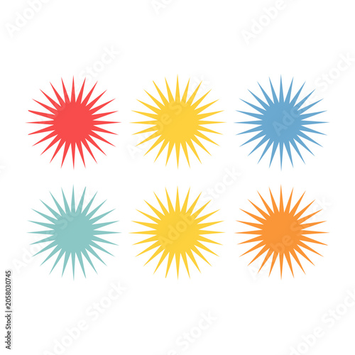 Flat design sunburst vector icons set