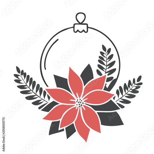 Minimalist red flower clock vector icon