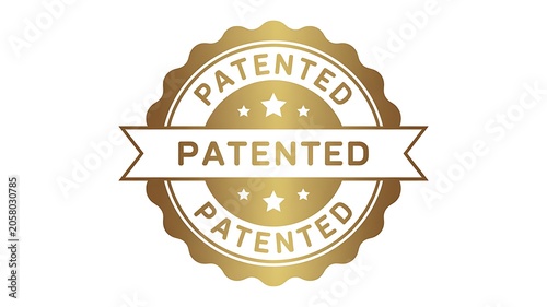 Gold patented badge, seal, emblem, patent symbol, luxury label