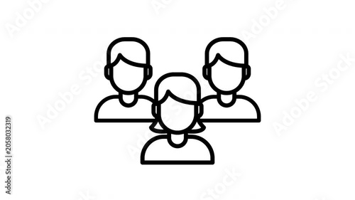 Group avatar line art animation for corporate team unity and professional workforce collaboration concept