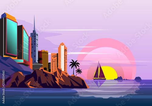 Coastal City Sunset Sail