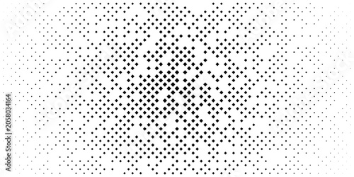 Monochrome Geometric Dot Matrix with Expanding Diamond Shapes and Textured Optical Layout creative graphic design eps10