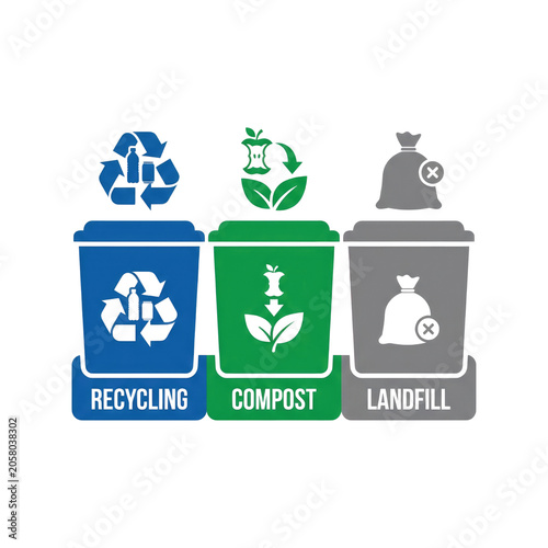 Recycling Compost and Landfill Bins Graphic Icons