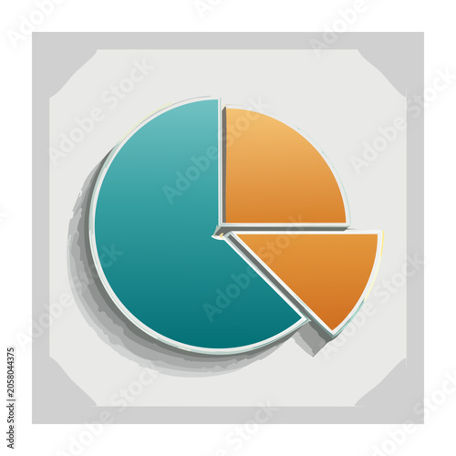 Flat design pie chart icon with teal and orange segments