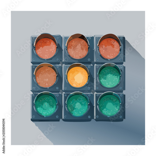 Flat design traffic lights grid illustration