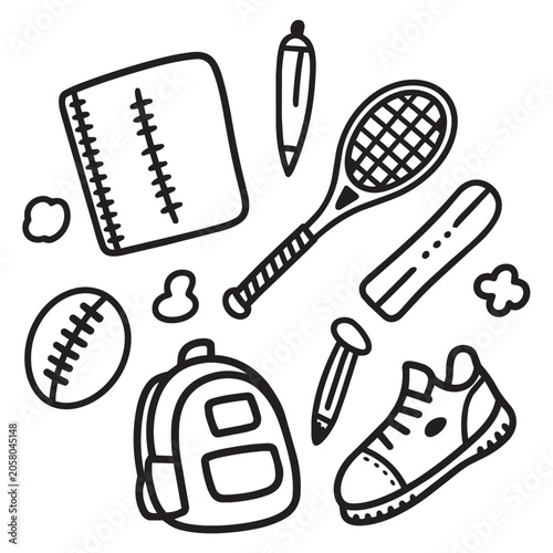 vector set of school accessories and kitchen tools icons illustration collection with food restaurant kitchen utensils symbol design