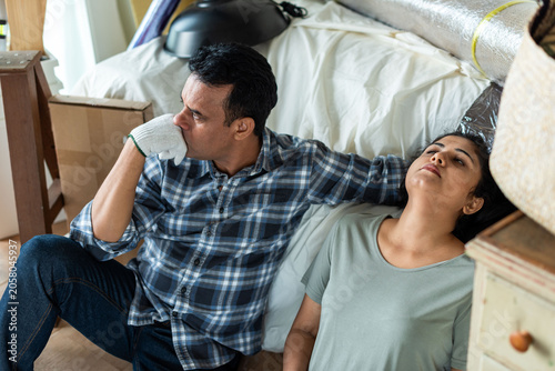 Photography Couple resting during moving photo