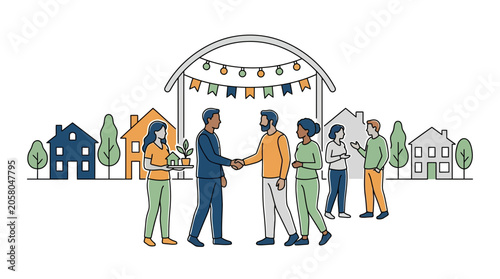Fotografie A diverse group of people interacting and shaking hands in a community setting