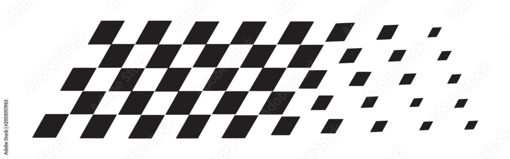 Obraz premium Racing flag background. Classic racing theme for motorsport, textiles, banners, design. Rally border abstract texture. Diagonal checkered flag pattern in black and white. Vector illustration