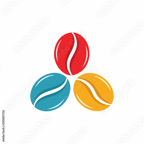 Three Colorful Coffee Beans Logo