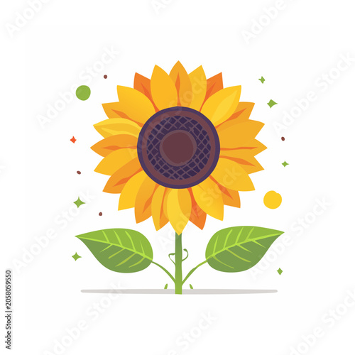 Flat design sunflower vector illustration