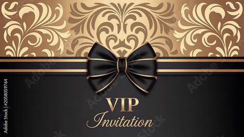 Luxury VIP Invitation, Black and Gold Foil Stamping, Elegant Party Card, Exclusive Event Ticket