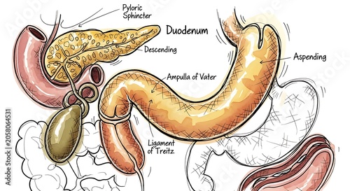 Anatomy of human digestive system organs illustration.
