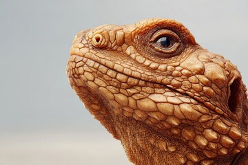 Detailed Close-up Profile of a Scaly Brown Lizard Showing Intricate Skin Texture and Alert Eye