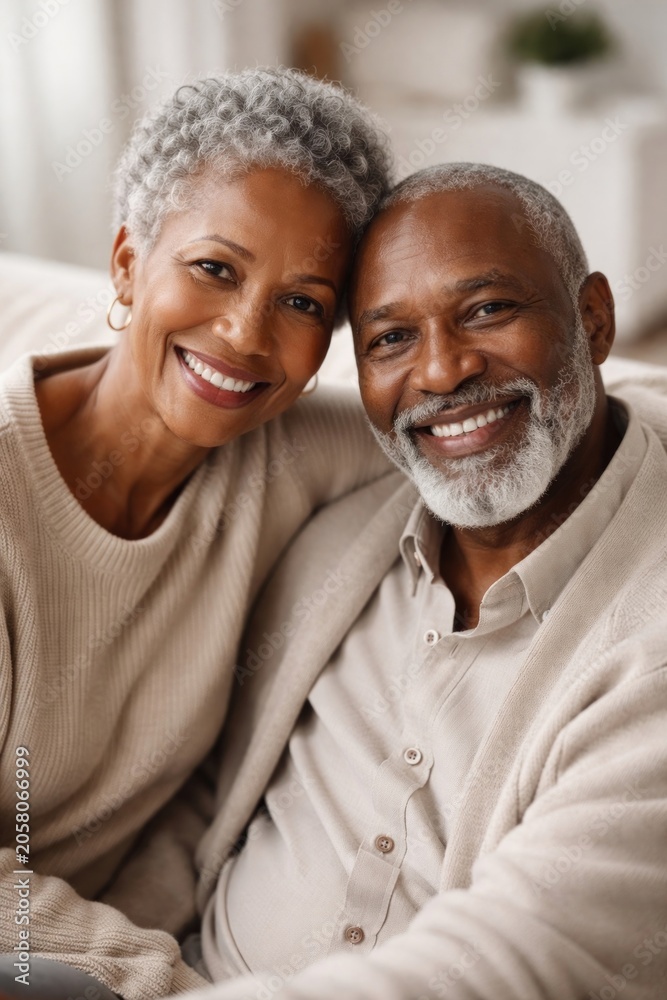 Fototapeta premium Happy senior couple smiling indoors.