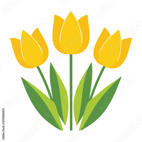 Yellow tulip bouquet flat design vector