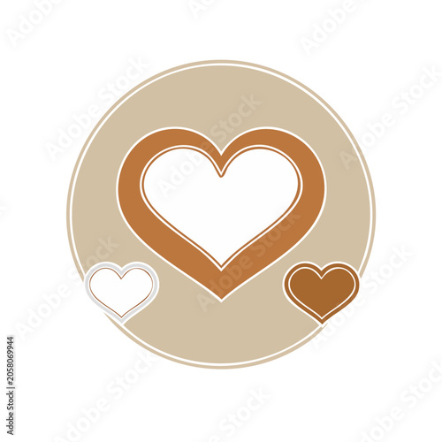 Flat design heart icon with small hearts