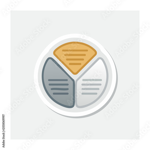 Flat design pie chart icon with three segments