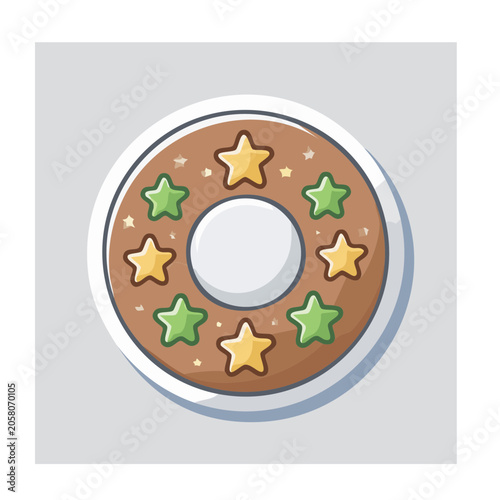 Cartoon Donut with Colorful Star Sprinkles