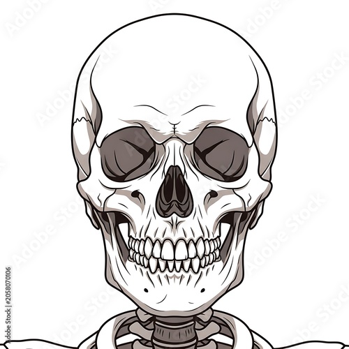 Skull with detailed bone structure and empty eye sockets.