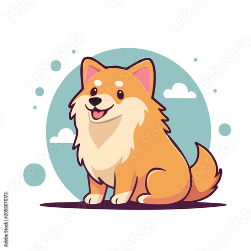 Cute cartoon corgi dog sitting and smiling