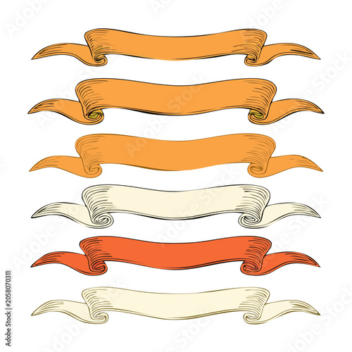 Hand Drawn Decorative Ribbon Banners Set