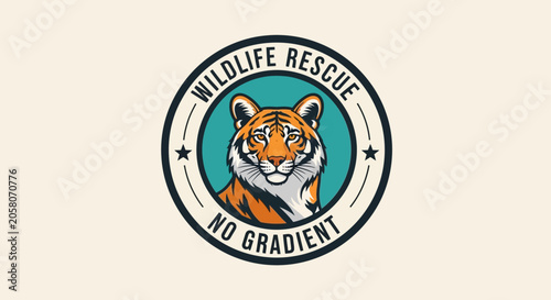 Wildlife Rescue Tiger Emblem Badge Illustration