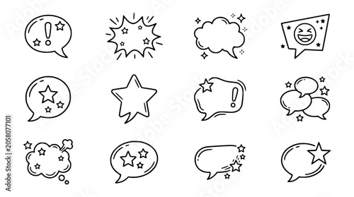 Bild auf Leinwand Hand-drawn Speech Bubbles and Comic Elements - Vector Icons