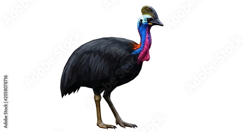 Colorful parrot perched on black bird statue.