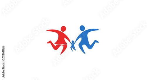 Two people running together in motion.