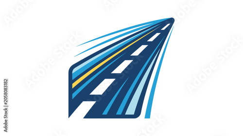 Abstract blue perspective road disappearing into distance.