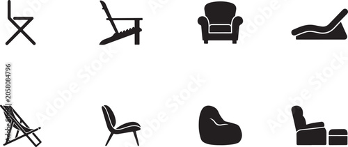 Fotografía Variety of modern furniture icons in black and white