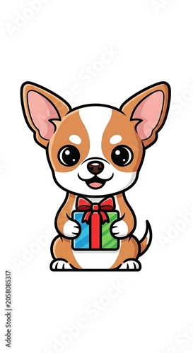 Cute cartoon dog wearing a superhero costume.