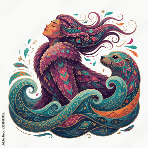 Mystical woman and sea otter connection