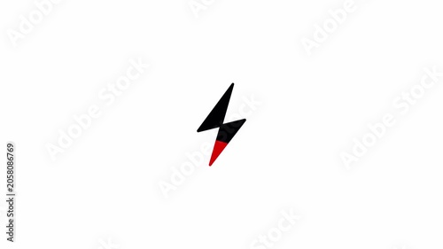 A black and red power energy charge icon on white, useful for electric warnings, energy symbols, and minimal animated graphic elements.