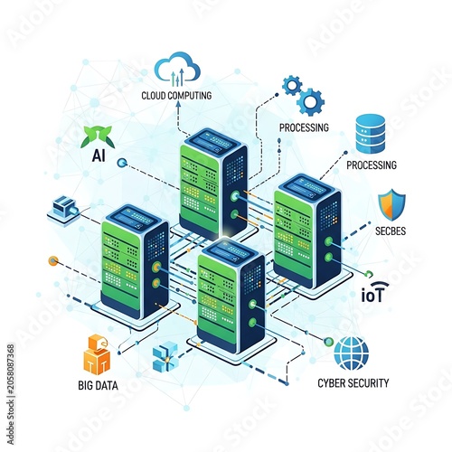 Cloud computing and big data technology network diagram.
