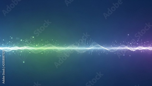 Abstract Digital Sound Wave and Frequency Equalizer Data Visualization on Dark Blue Background