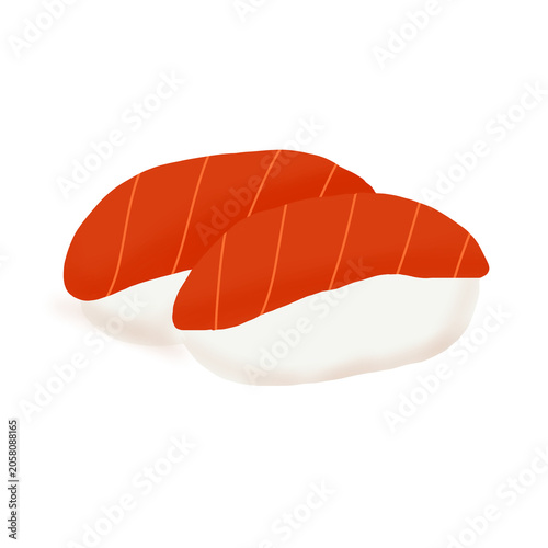 Simple illustration of salmon nigiri