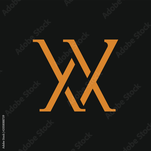 Luxury XX monogram logo design with overlapping serif letters on dark background