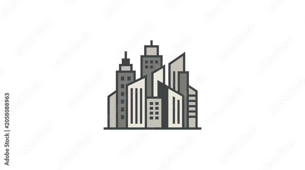 Fototapeta premium Clean vector illustration of a modern city building cluster.