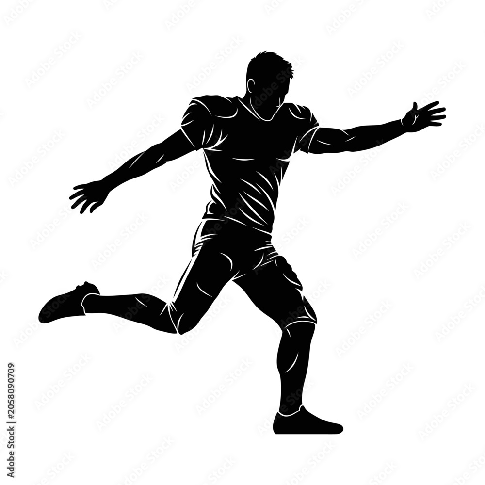 Obraz premium Silhouette of a soccer player in dynamic action pose.