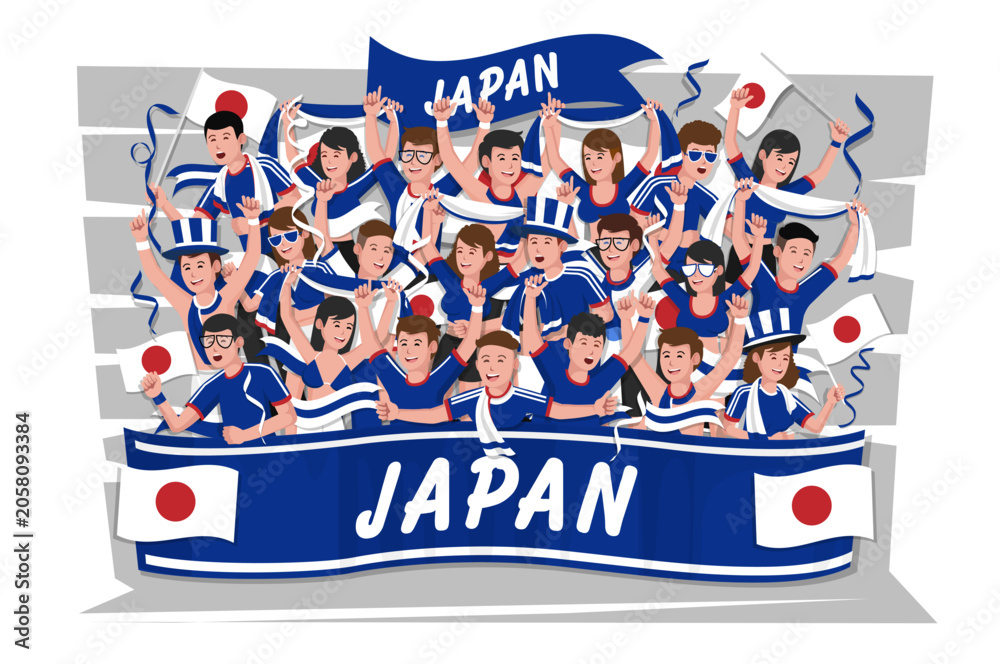 Naklejka premium Soccer fans cheering. japan team.