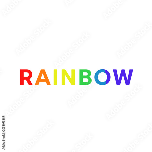 The word rainbow written in a colorful gradient of spectral colors