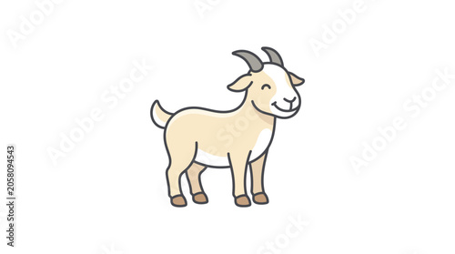 Foto Cartoon Goat Standing Alone Smiling.