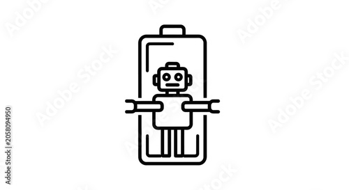 Small robot inside a battery outline icon.