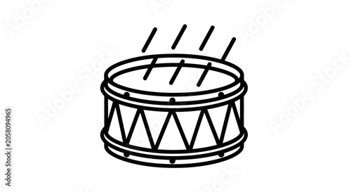 Snare drum with drumsticks in a simple line style.