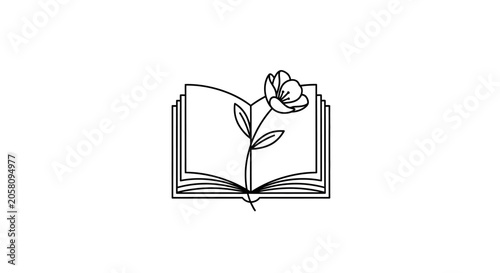 Single flower blooming from an open book outline icon.