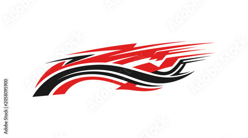 Dynamic red and black racing stripe decal design.