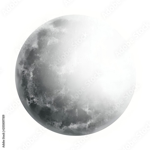 Moon, Lunar Surface, Grey and White, Space Background, Astronomy Element
