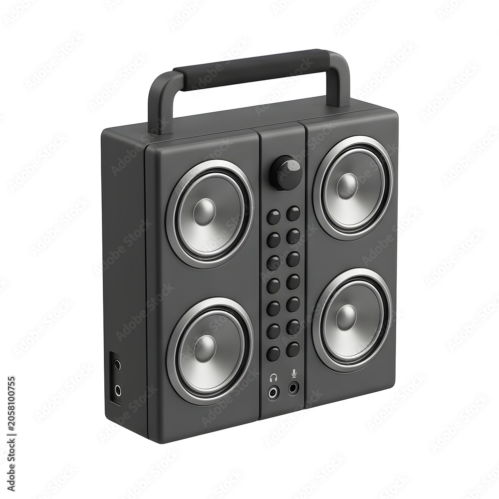 Fototapeta premium Black Vintage Radio Isolated on White